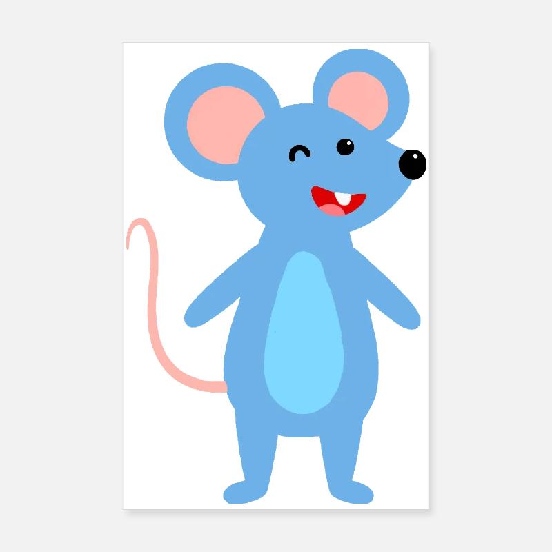 Zwinkernde blaue Maus Poster 20x30 cm
