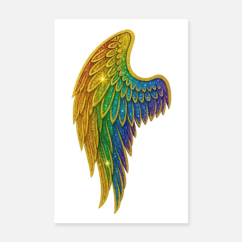 Rainbow Glitter Wings Poster 8" x 12" (20x30 cm)