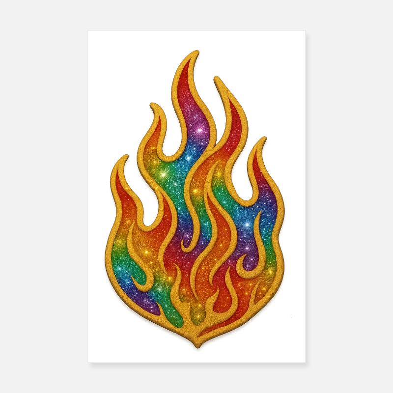 Écusson de feu arc-en-ciel Poster 20 x 30 cm