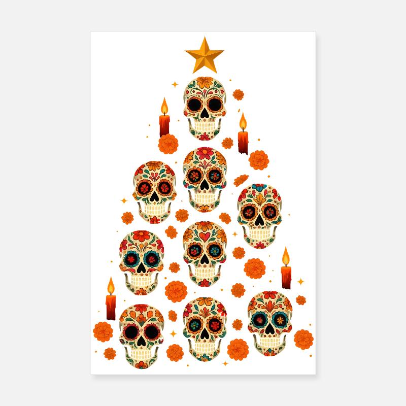 Conception d’arbre de Noël crâne en sucre Poster 20 x 30 cm