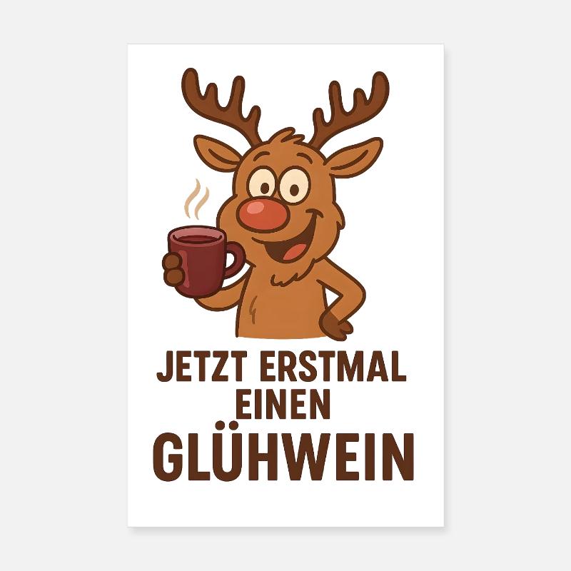 Vin chaud Cerf Rudolph Joyeux Noël Doux Poster 20 x 30 cm