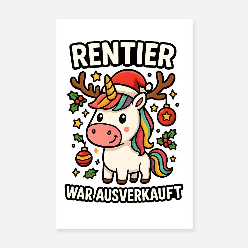 Rentier war ausverkauft Einhorn Poster 20x30 cm