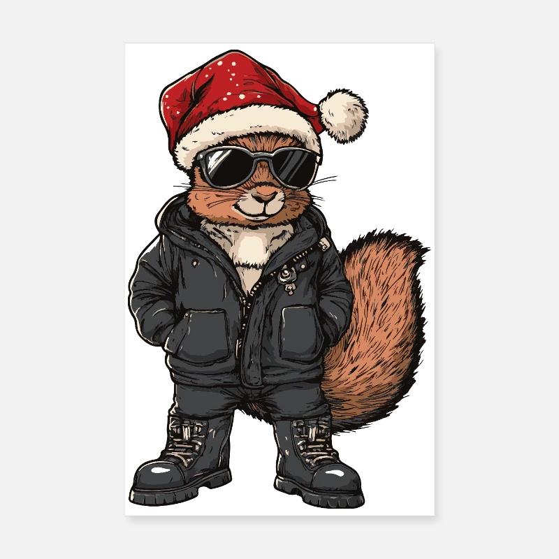 Squirrel Christmas Winter Poster 8" x 12" (20x30 cm)
