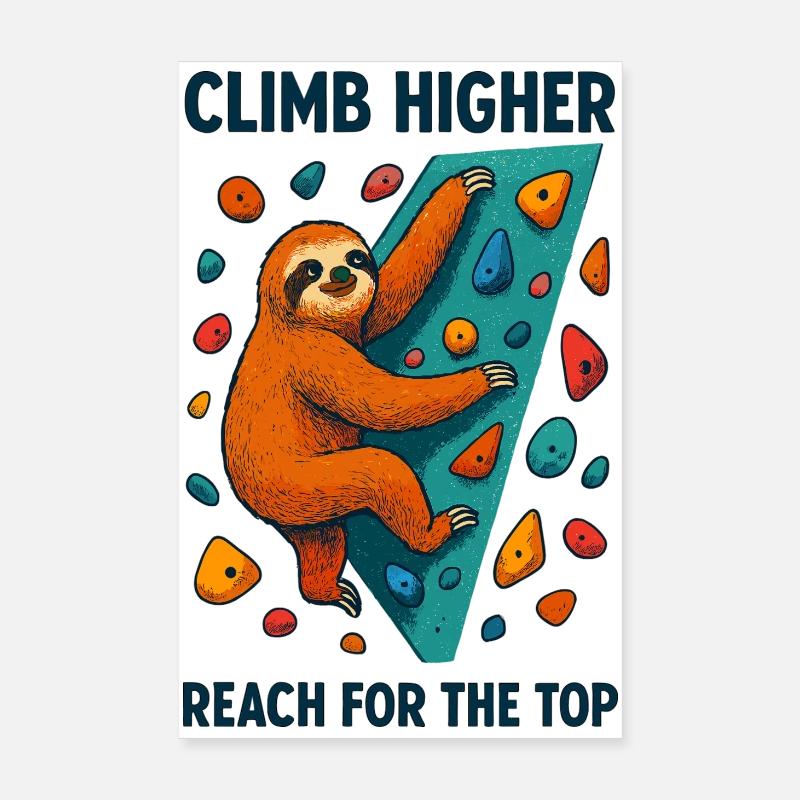 Bouldering Sloth Climbing Boulder Climber Poster 8" x 12" (20x30 cm)