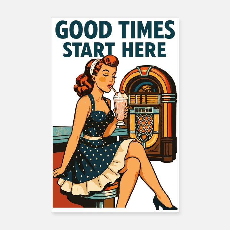 Rockabilly Diner Diner Jukebox Rétro Poster 20 x 30 cm