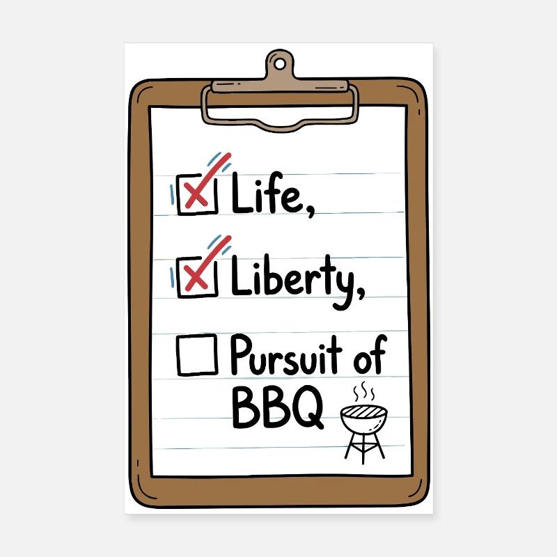 Life Liberty BBQ Checkliste Poster 20x30 cm