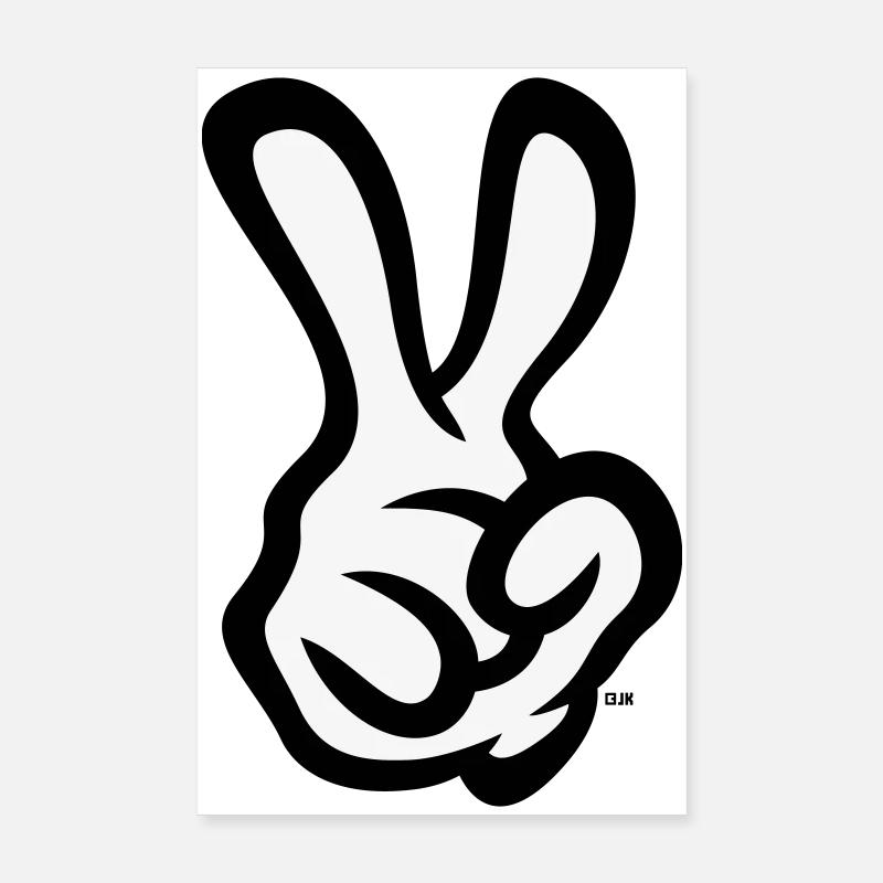 Victory Handzeichen (Rechte Hand / POS / 2C) Poster 20x30 cm