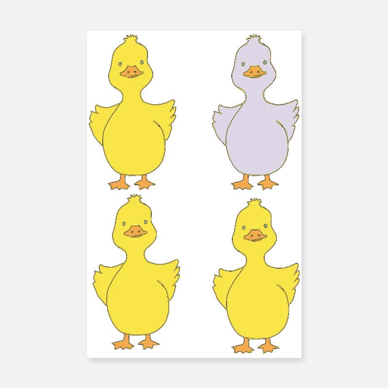 Quatre canards, un violet Poster 20 x 30 cm
