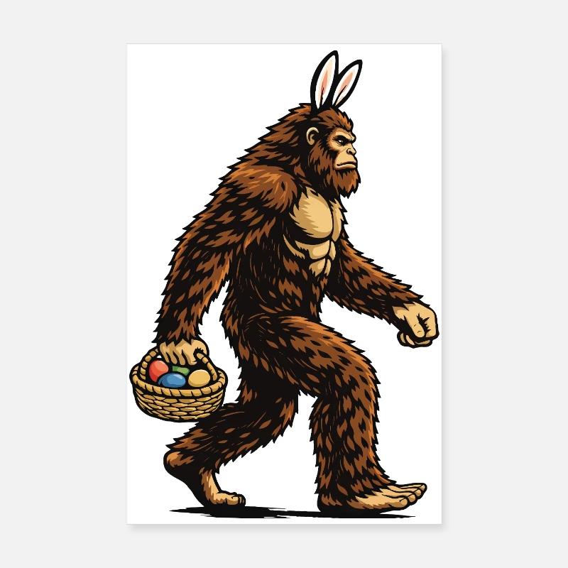 Bigfoot Easter Eggs Funny Sasquatch Hunter Poster 8" x 12" (20x30 cm)