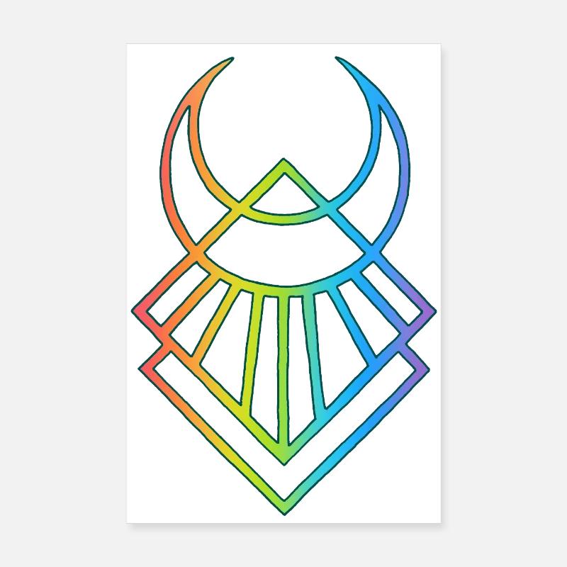 Symbole lunaire égyptien multicolore Poster 20 x 30 cm