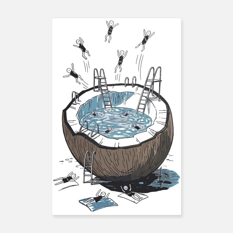 Coconut Pool Jumping Party Poster 8" x 12" (20x30 cm)