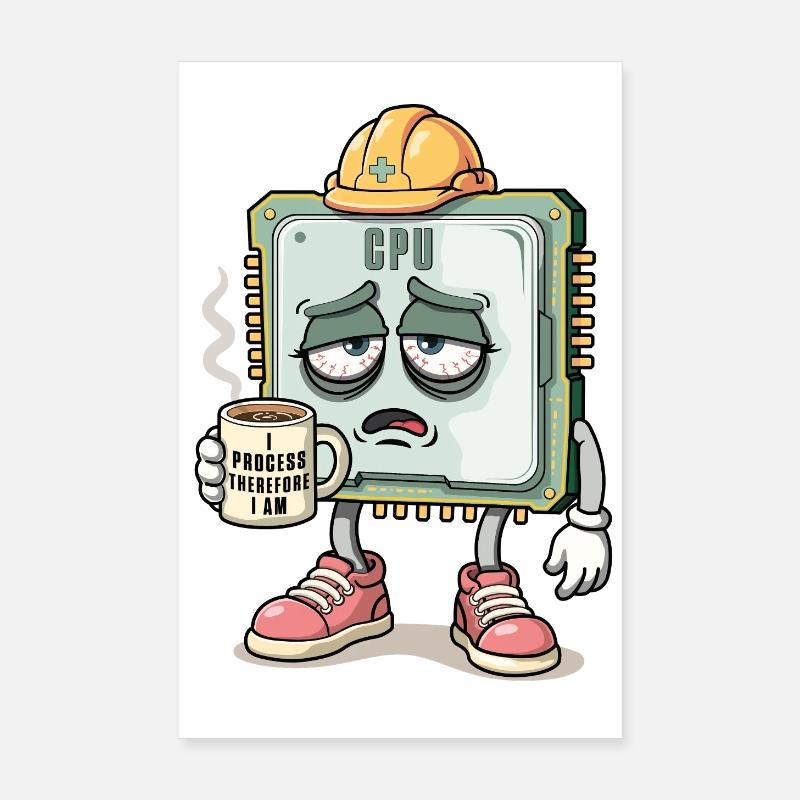 Caractère CPU - Poster 20 x 30 cm - blanc