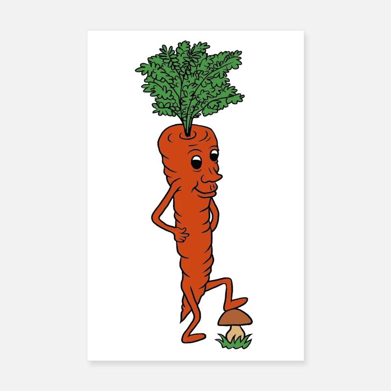 Carottes heureuses illustration Poster 20 x 30 cm