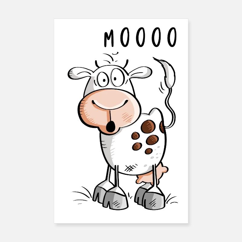 Caricature de vache Mooo - vaches - Poster 20 x 30 cm - blanc