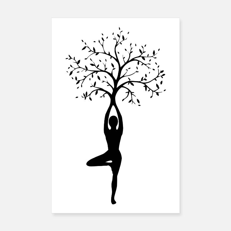 Tree Pose Silhouette Yoga Poster 8" x 12" (20x30 cm)