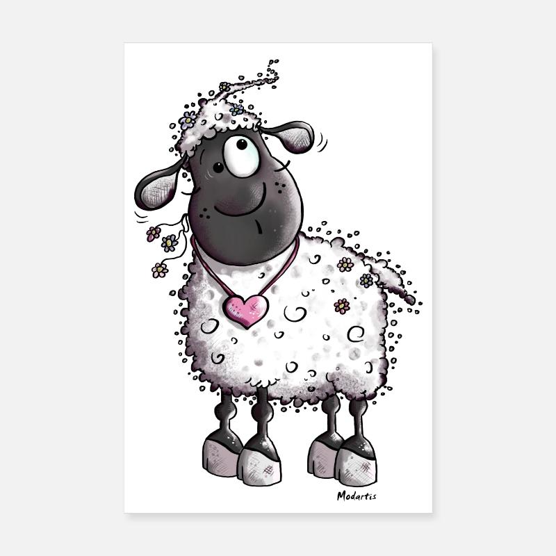 Verträumtes Schaf - Poster 20x30 cm - Weiß