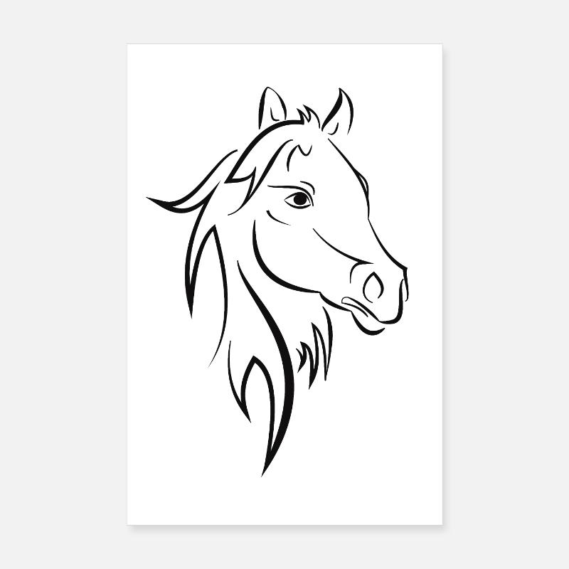 cheval - Poster 20 x 30 cm - blanc