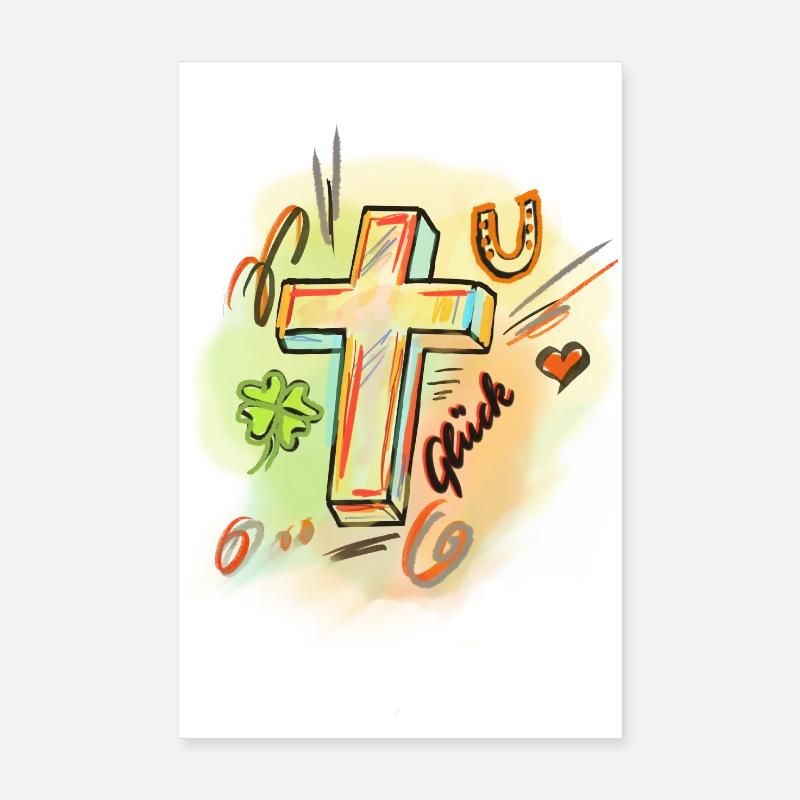 Lebendige Christliche Symbolik Illustration Poster 20x30 cm