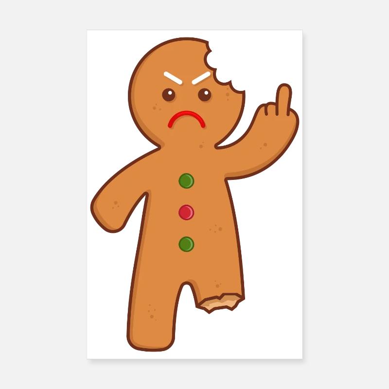 Gingerbread man stinking finger middle finger Poster 8" x 12" (20x30 cm)