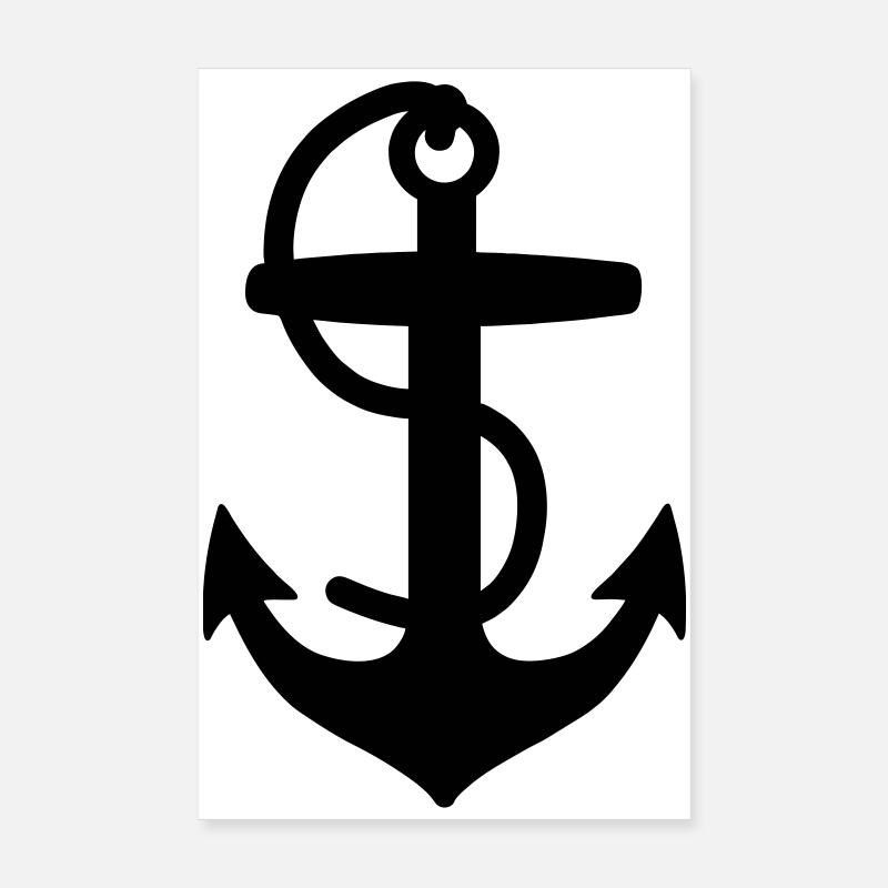 Ancre pour bateau ou navire avec marin à corde Poster 20 x 30 cm
