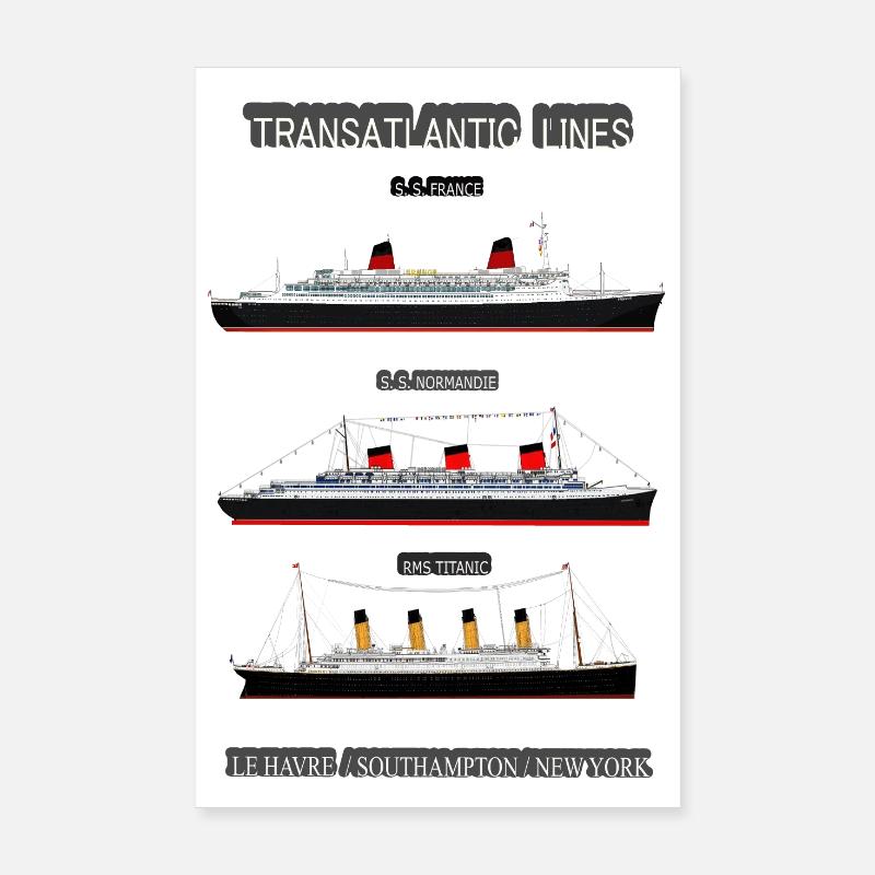 TRANSATLANTIC LINES POSTER - Poster 8" x 12" (20x30 cm) - white