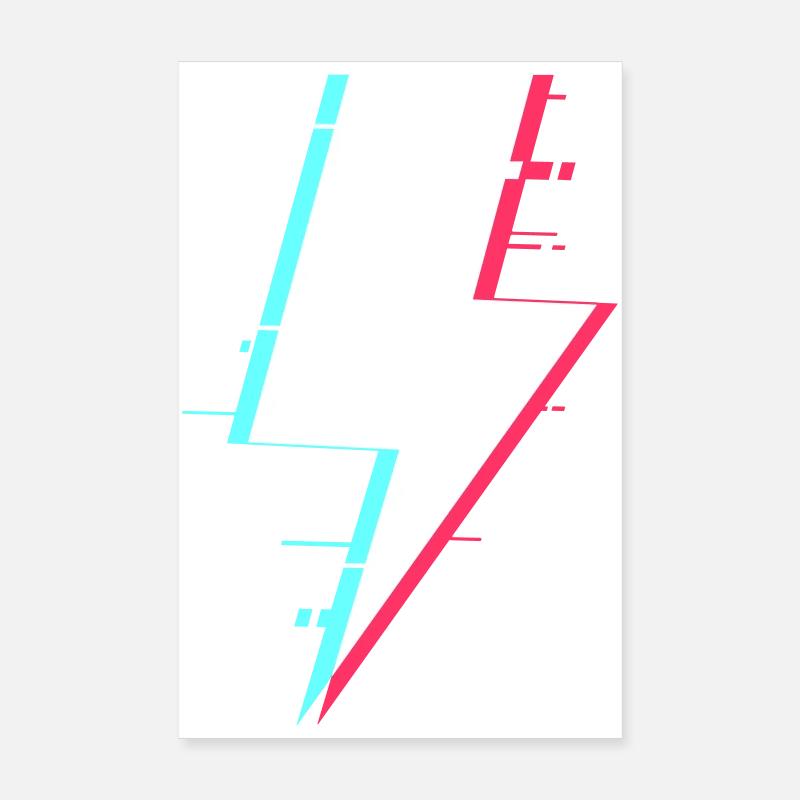 Lightning Style Rétro Éclairage numérique - Poster 20 x 30 cm - blanc