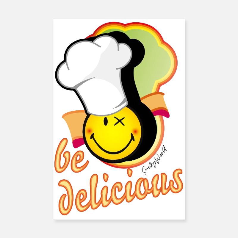 smiley joyeux avec un grand chapeau de chef Poster 20 x 30 cm