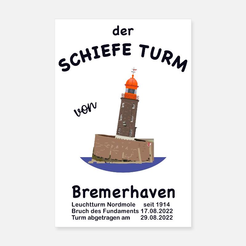 Der schiefe Turm Bremerhaven, Leuchtturm Zeichnung Poster 20x30 cm