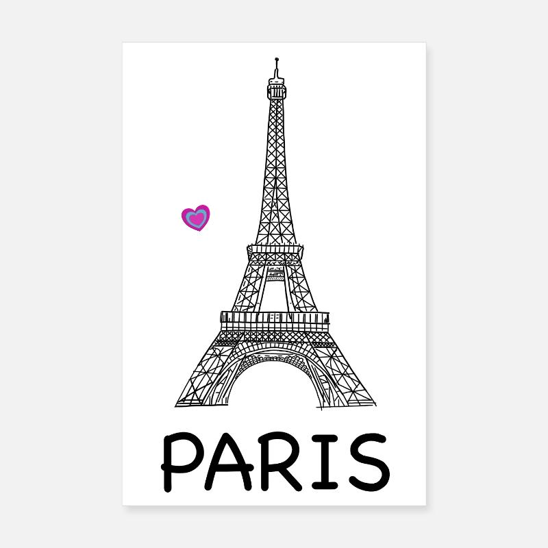 Eiffelturm Paris Strichzeichnung Poster 20x30 cm