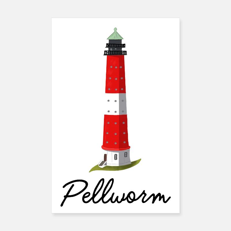 Pellworm, iconic lighthouse, German North Sea Poster 8" x 12" (20x30 cm)