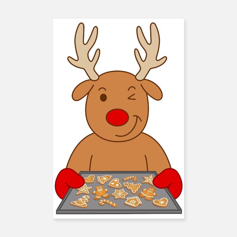 Rentier Weihnachtsgebäck Gebäck Plätzchen backen Poster 20x30 cm