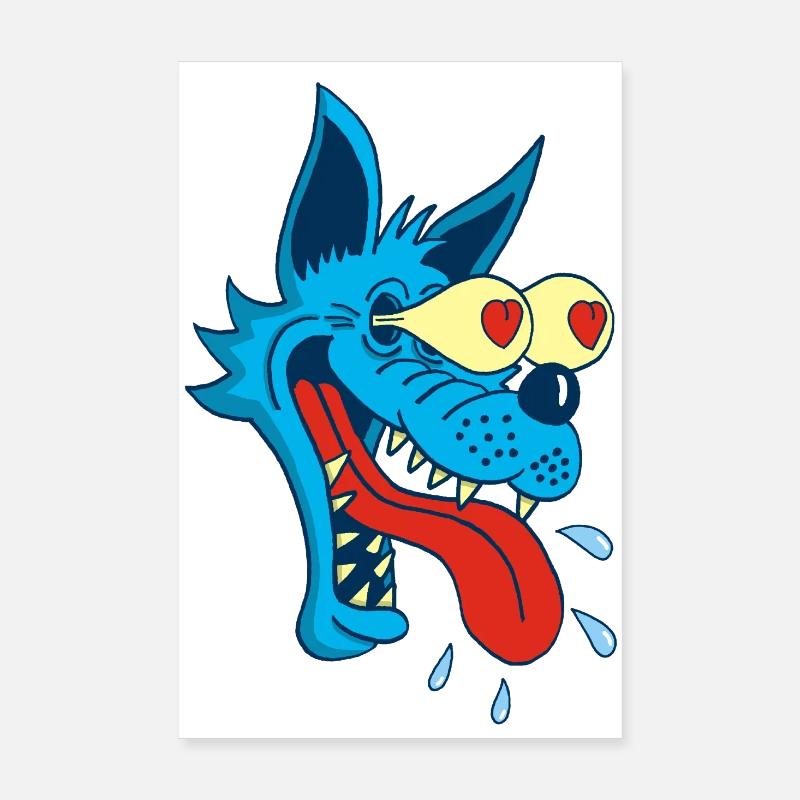 Blauer Wolf verliebt Poster 20x30 cm
