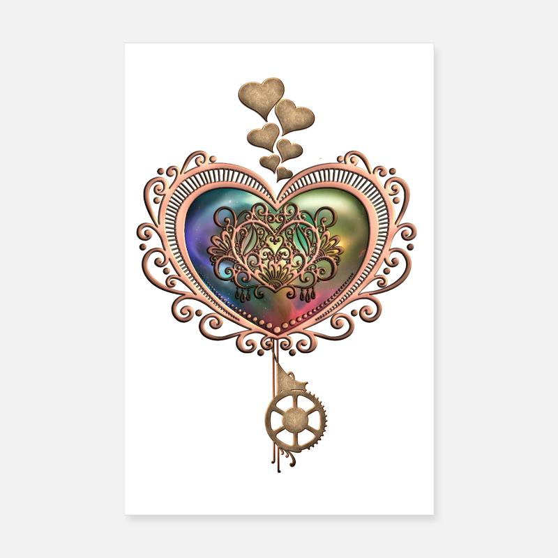 Romantisches Steampunk-Herz Poster 20x30 cm