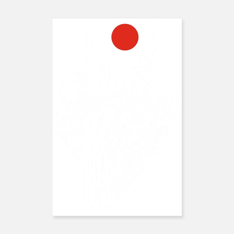 La cascade blanche et le soleil rouge Poster 20 x 30 cm