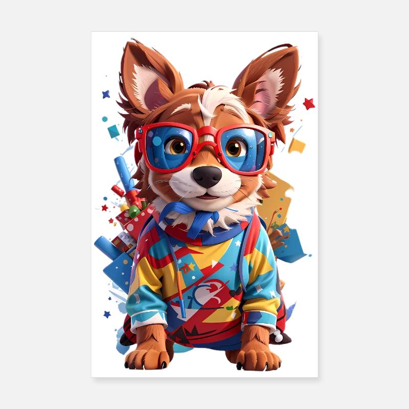 Chien 3D mignon Poster 20 x 30 cm