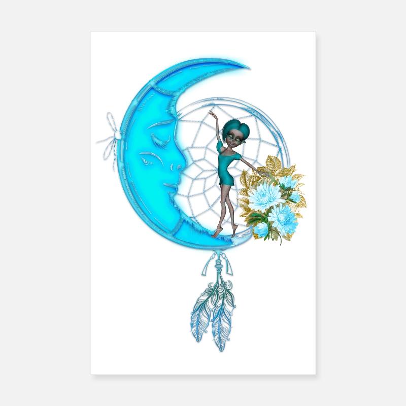 Petite fée sur la lune Poster 20 x 30 cm