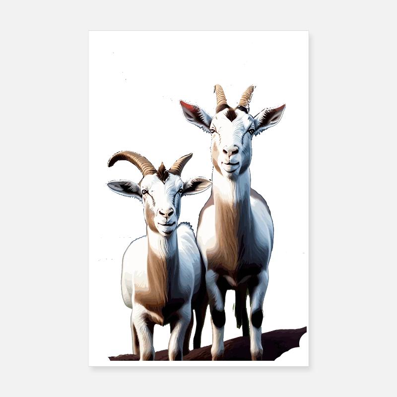 CHÈVRES II - Poster 20 x 30 cm - blanc
