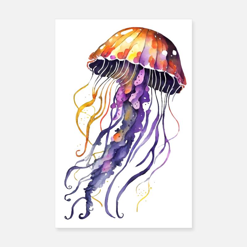 Aquarelle de méduse Poster 20 x 30 cm