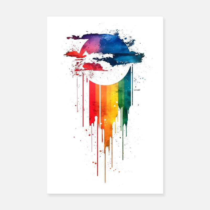 Subtle and Cool Dripping Pride Flag Rainbow Design Poster 8" x 12" (20x30 cm)