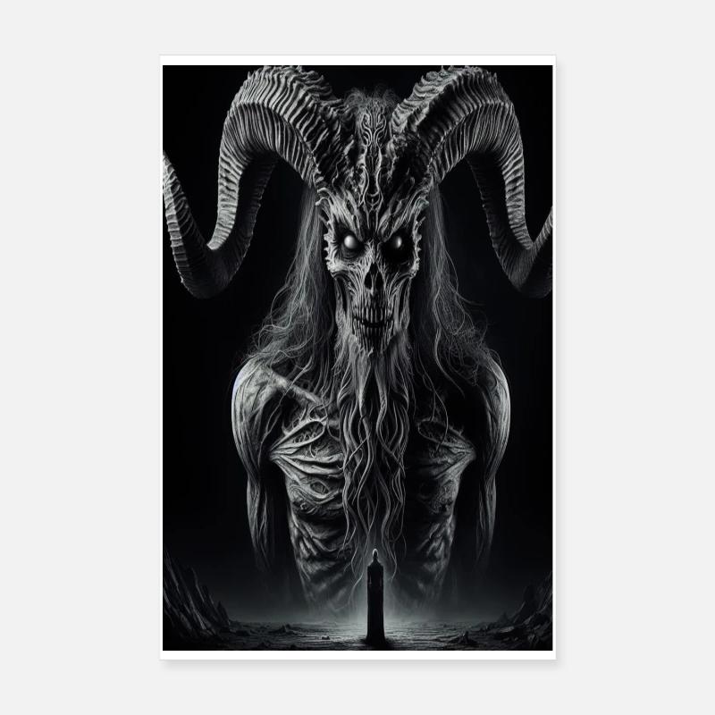 Gardien Démoniaque Cornu - Poster 20 x 30 cm - blanc