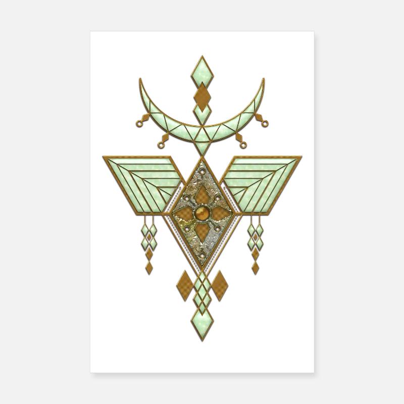 Design abstrait élégant en or et vert tendre Poster 20 x 30 cm