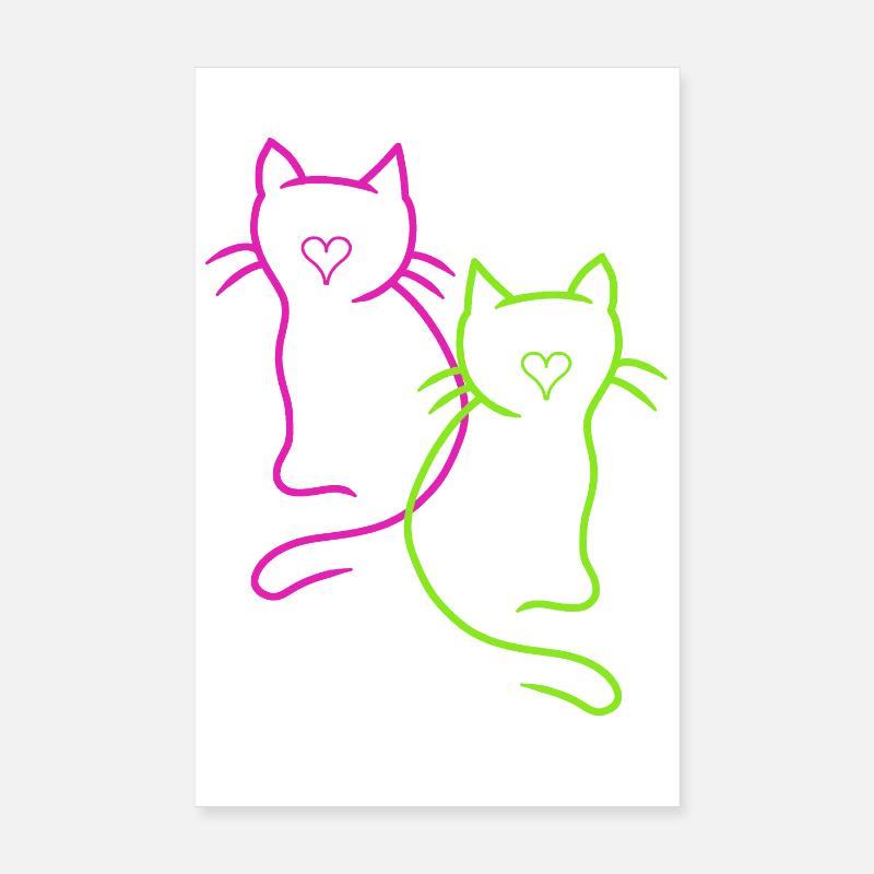 Coeur de chats rétro Poster 20 x 30 cm