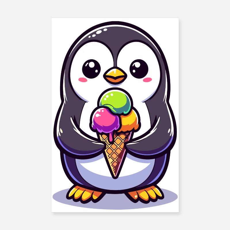 Adorable Penguin Colourful  Poster 8" x 12" (20x30 cm)