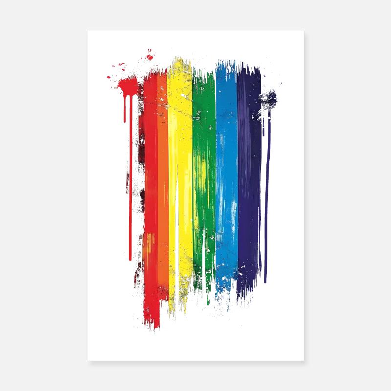 Subtle and Cool Dripping Pride Flag Rainbow Design Poster 8" x 12" (20x30 cm)
