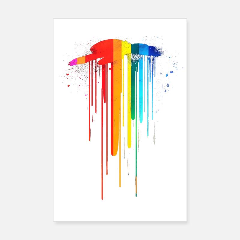 subtil et cool dégoulinant drapeau de la fierté design arc-en-ciel Poster 20 x 30 cm