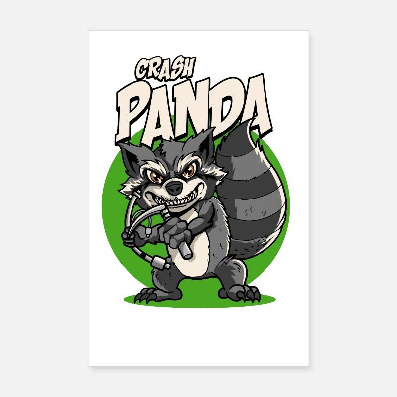 Crash Panda - Conception d’anesthésie et d’ambulancier - Poster 20 x 30 cm - blanc