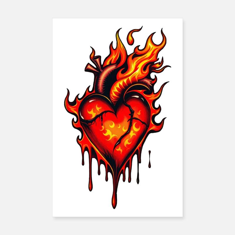 Flammendes Herz. Poster 20x30 cm