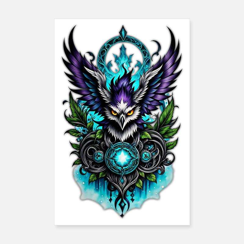 Eule mit magischen Elementen. Poster 20x30 cm