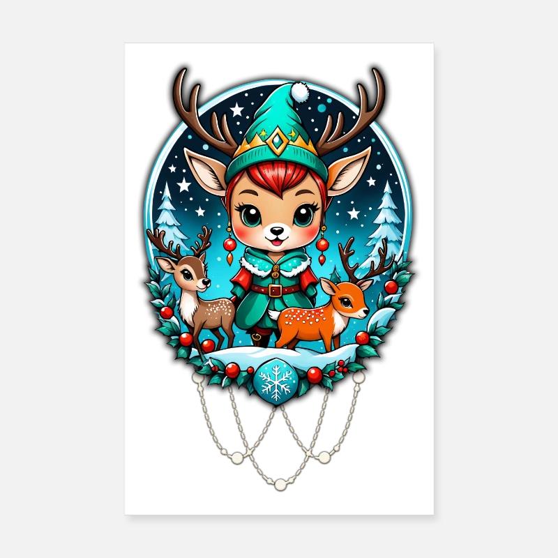 Un mignon style elfe renne Poster 20 x 30 cm