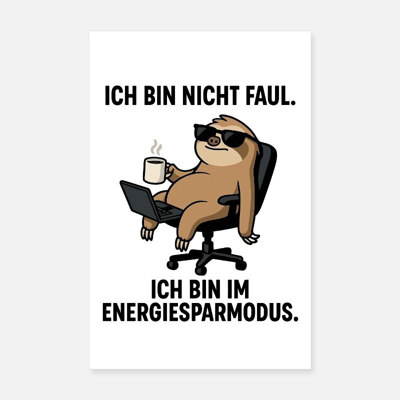Faultier Lounge mit Kaffee Laptop Poster 20x30 cm
